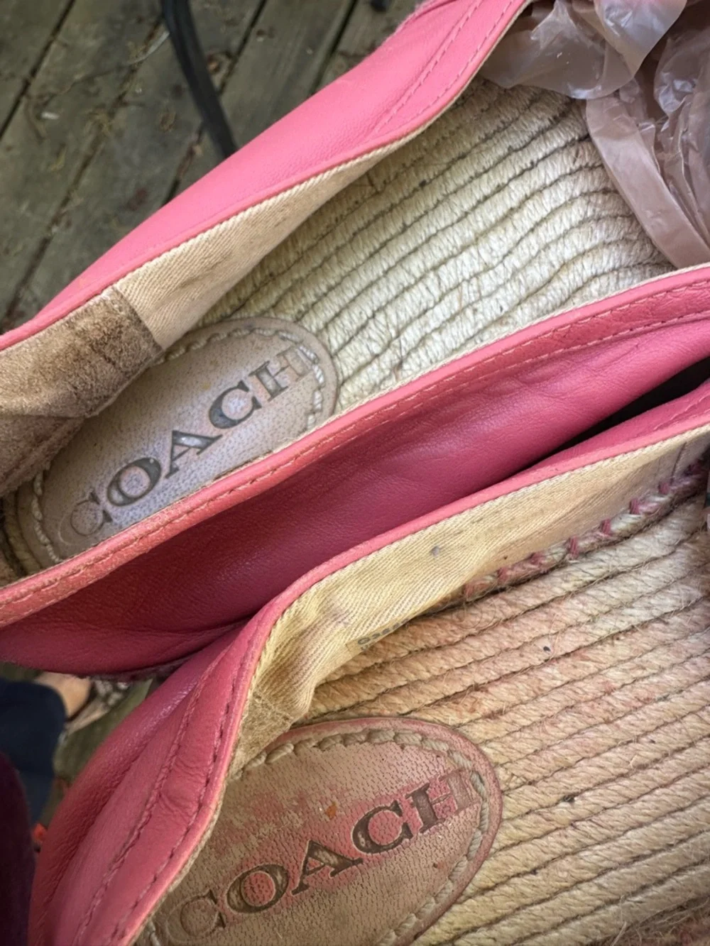 Coach pink leather espadrille shoes